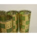 Vintage 24kt Prado Culver Glasses Green and Gold Checkered Mid-century Set of 4