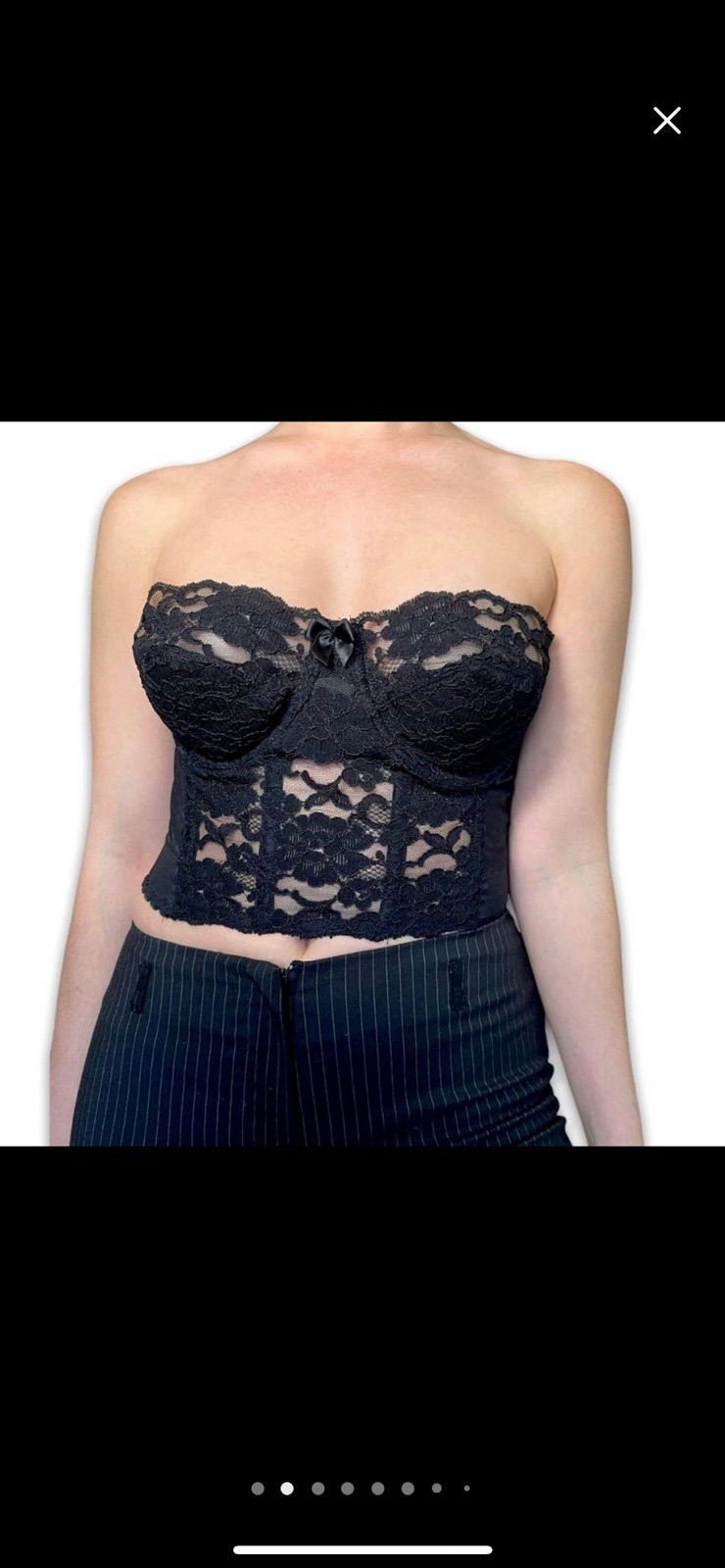 Vintage 90s Victoria's Secret Black Lace Corset Underwire Top