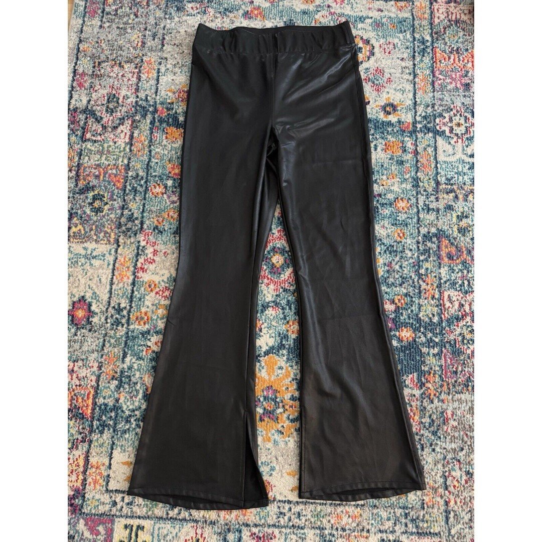 Show Me Your Mumu Nashville Pull On Flare Pant Size XL Black Faux Leather NWT