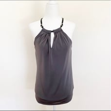 Carmen Marc Valvo Grey Halter Top Petite