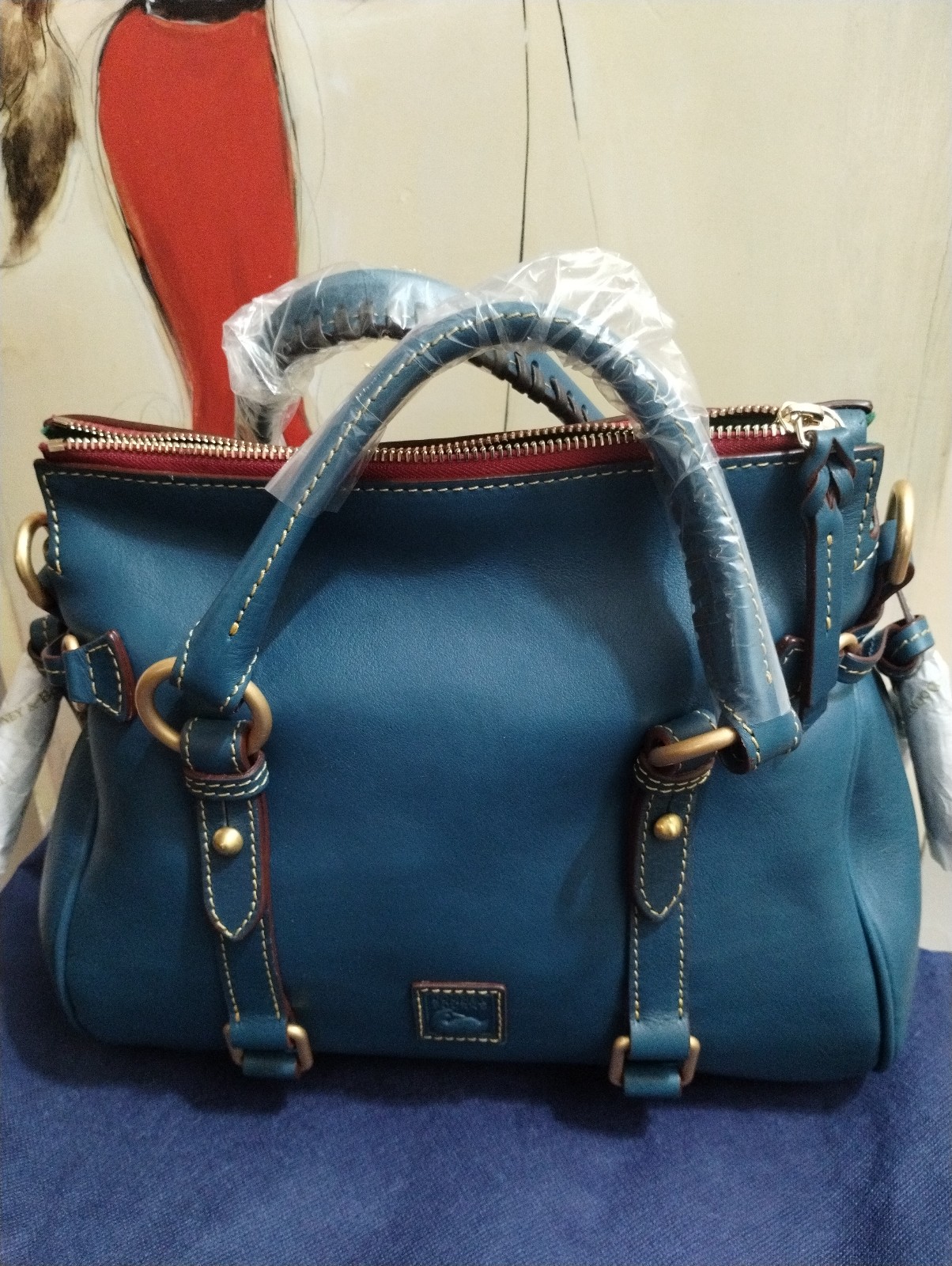 Small Florentine satchel in blue denim