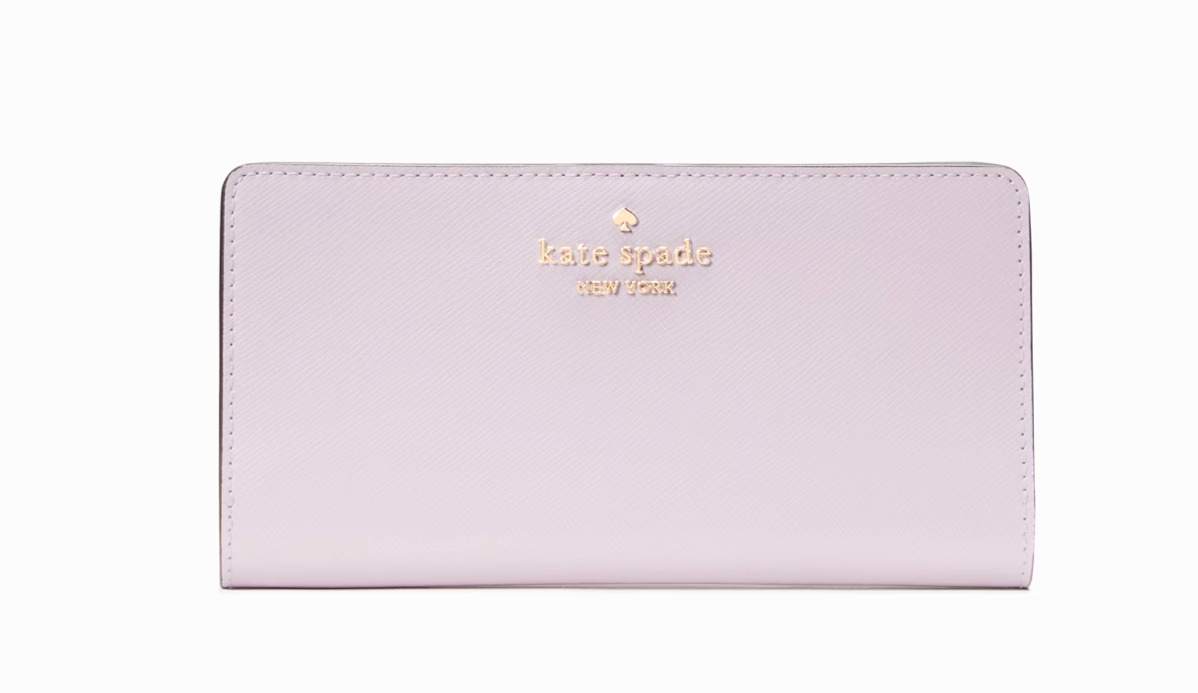 New Kate Spade Madison Interior Printed Large Slim Bifold Wallet Pale Amethyst