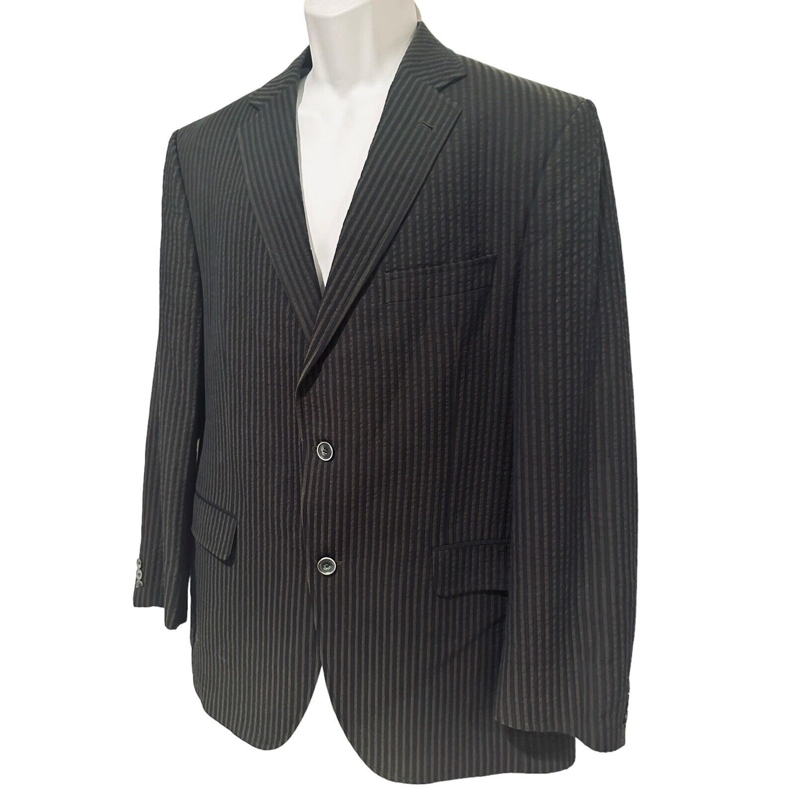 Jack Victor Prossimo Mens Blazer Black/Brown Stripe Seersucker Milanwood 42R