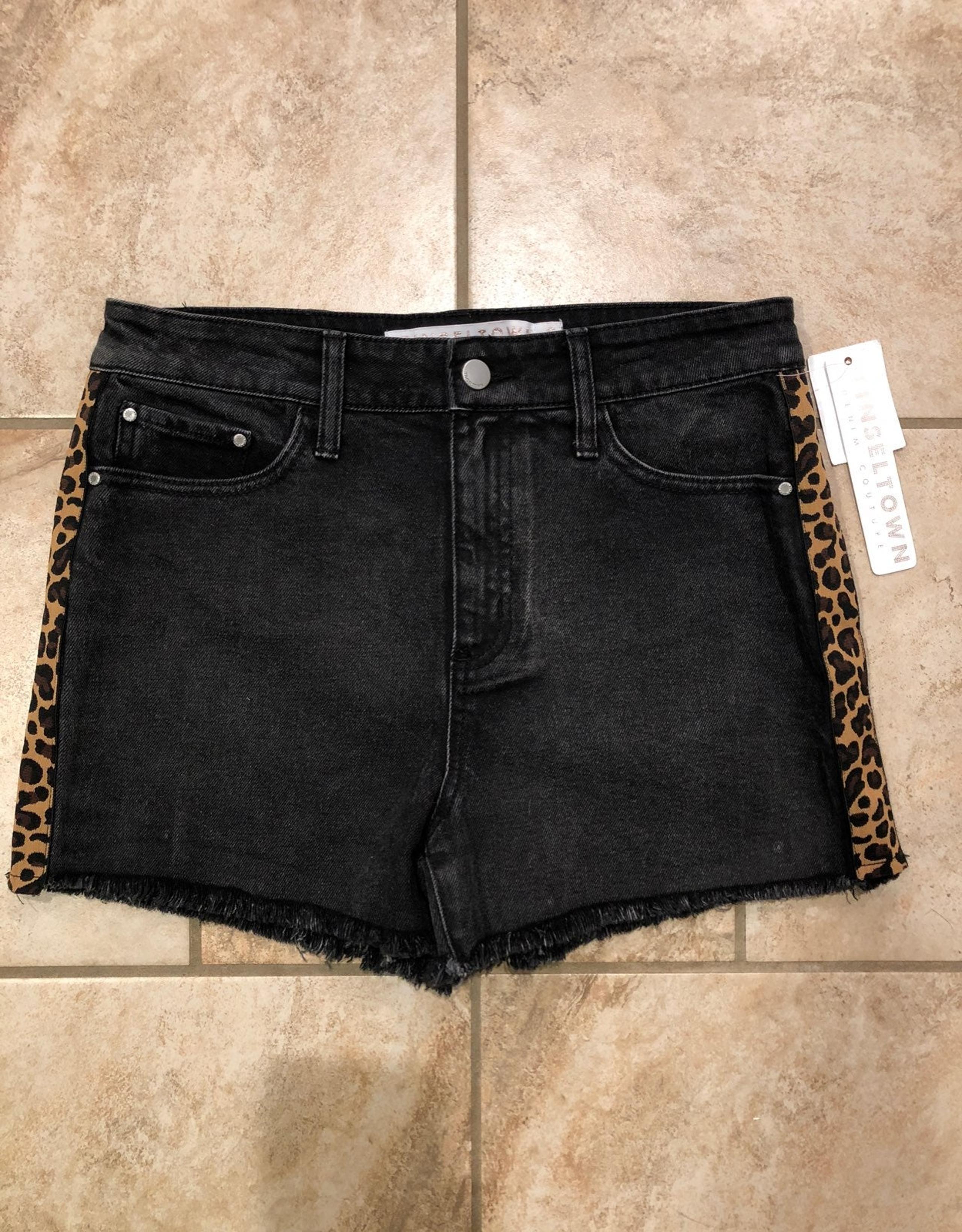 Tinseltown Denim black/leopard shorts