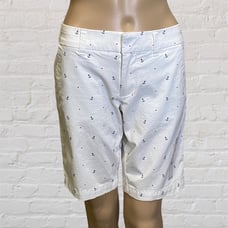 Tommy Hilfiger 10 Bermuda Stretch Shorts White Navy red with Anchors Size 0 NWT