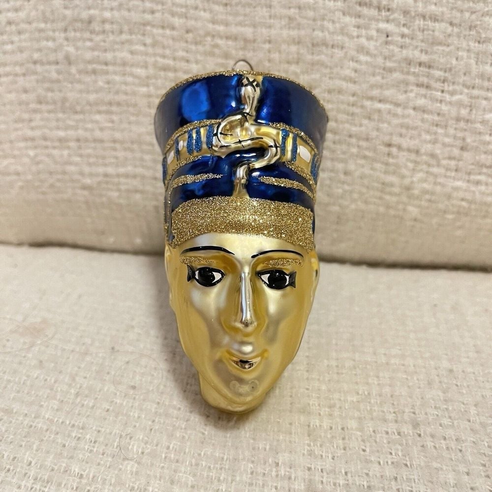 Vtg Kurt Adler Komozja Polonaise Egyptian Lady Nefertiti Glass Xmas Ornament