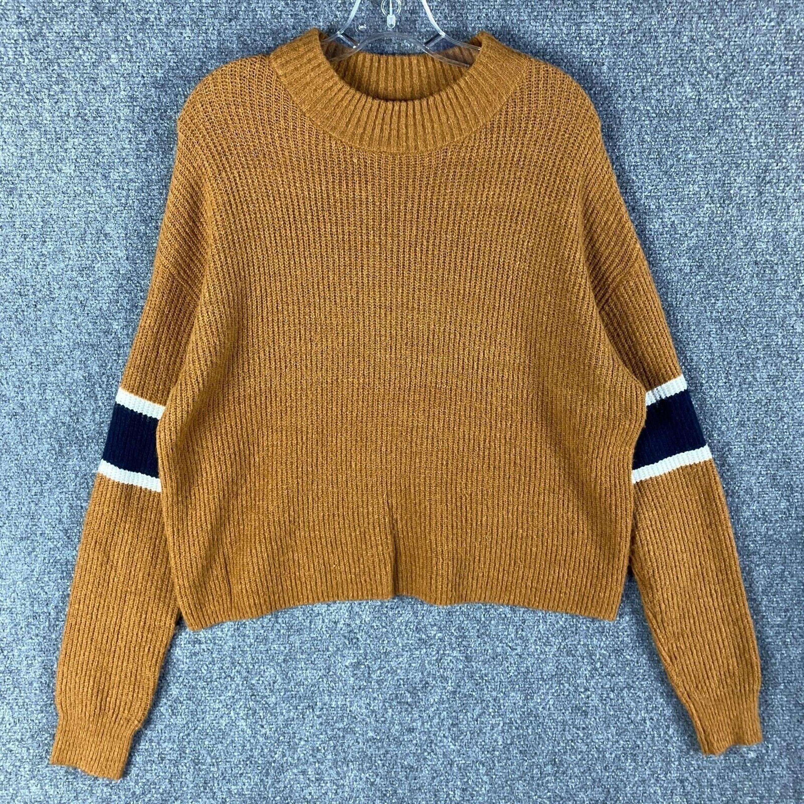 John + Jenn Sweater Women's Medium Brown Pullover Knit Crew Neck Acrylic