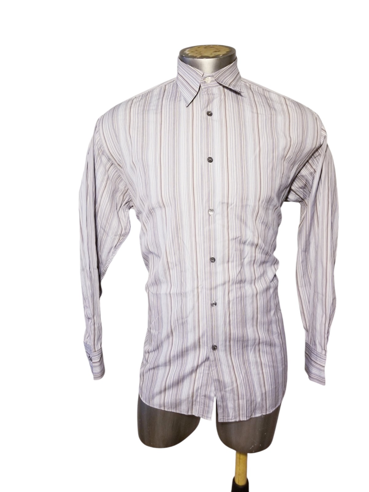 SALVATORE FERRAGAMO MAN COTTON STRIPED MILTICOLOR (BLUE) SHIRT SIZE MEDIUM