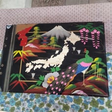 Vintage Japanese Island Black lacquer Peacock Footed Table Scrapbook photo album