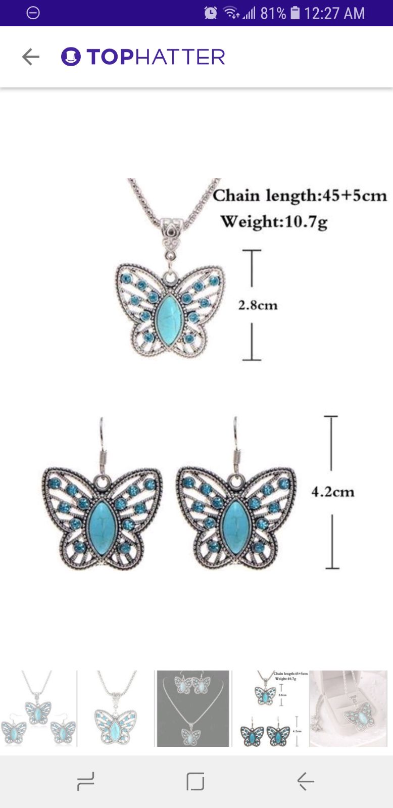 Women's butterfly Jewelry Bundle