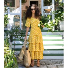 Veronica Beard Floral Maxi Dress Silk Blend One Shoulder Ruffle Yellow US 8 NWT