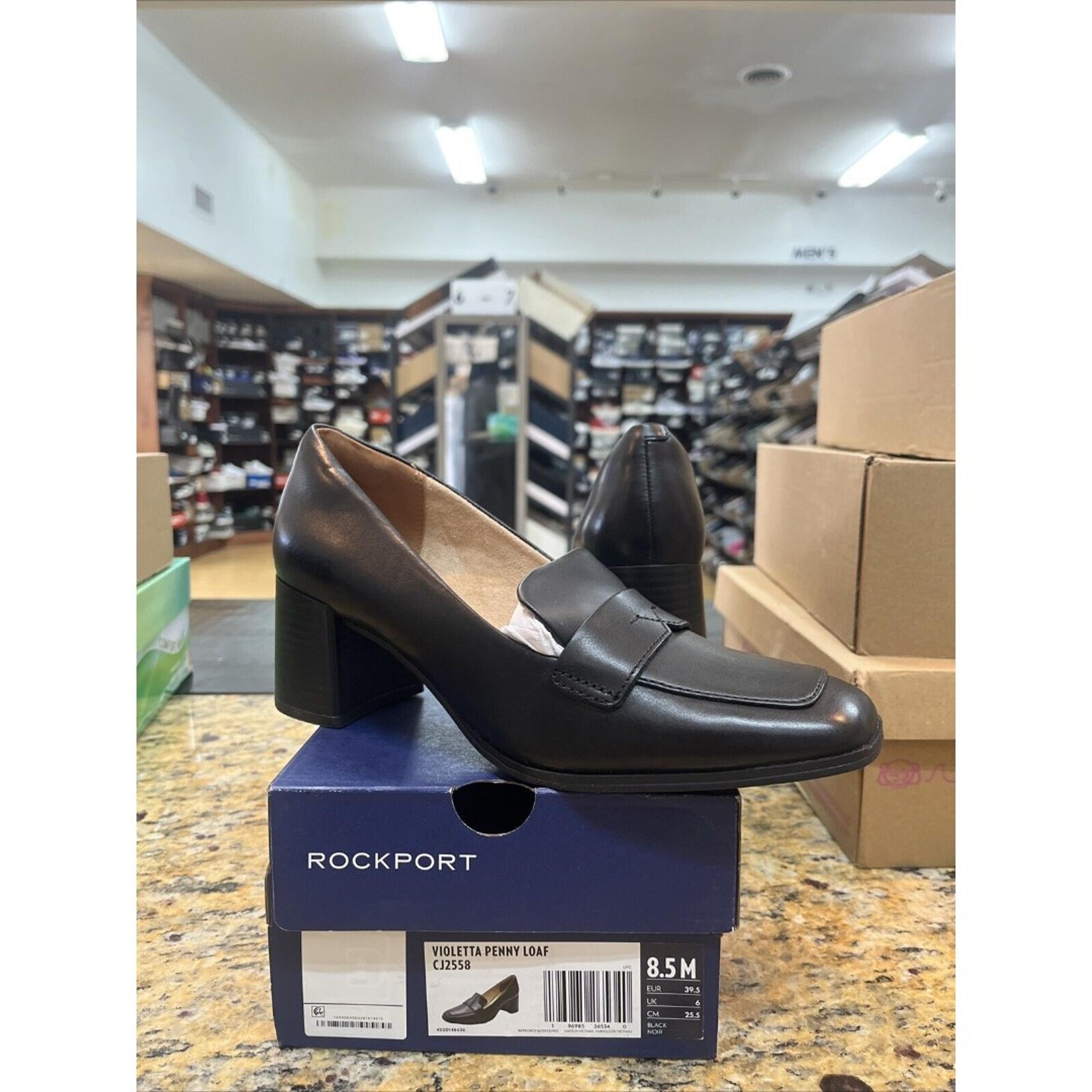 Rockport Women's Violetta Penny Loafer Pump Black Leather Size 8.5M