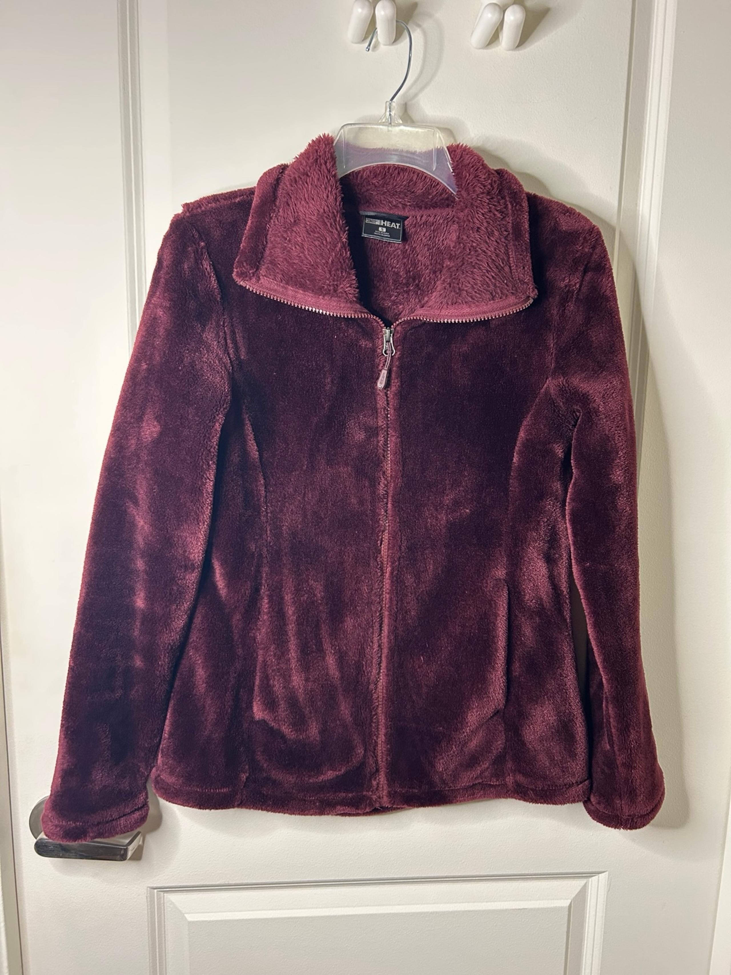 32 Degrees Heat Womens Maroon Fleece Full Zip Sweater Size Small
