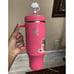 Takeya 40 OZ Solid Stainless Steel Tumbler with Lid & Two Straws, Color: Pink