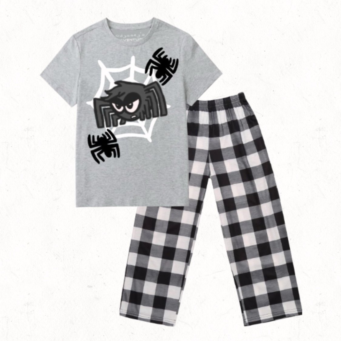 Boys Odyssey The Spider Pajamas Grey Kids Size 14-16