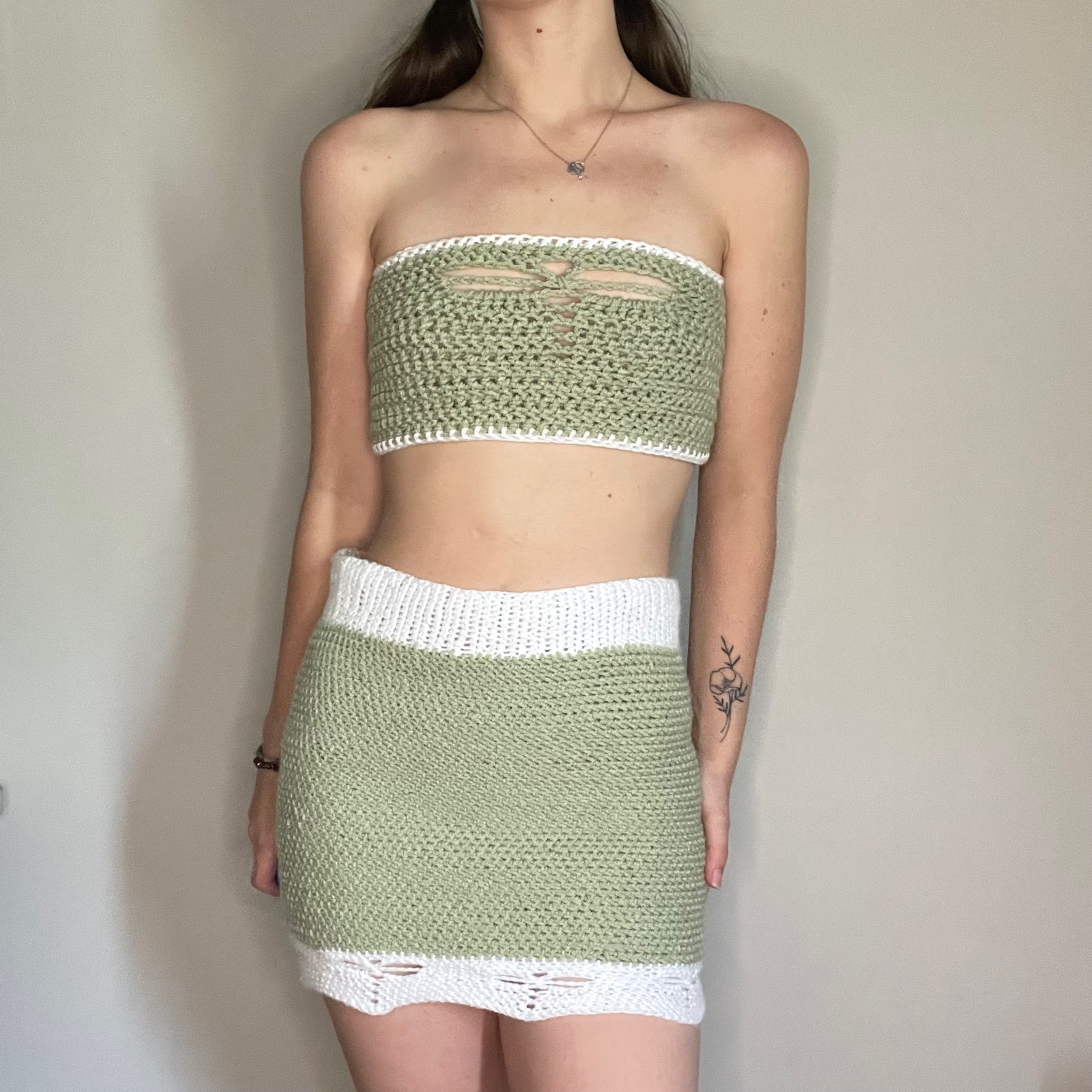 Handmade crcohet dragonfly matching set