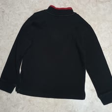 Y2K Vintage Girls Quarter Zip Polo Small black with Red Logo Embroidered
