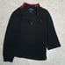 Y2K Vintage Girls Quarter Zip Polo Small black with Red Logo Embroidered