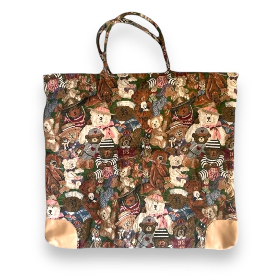 Oversized Vintage Teddy Bear Tote Bag 90s Embroidered Bag Huge Roomy Purse