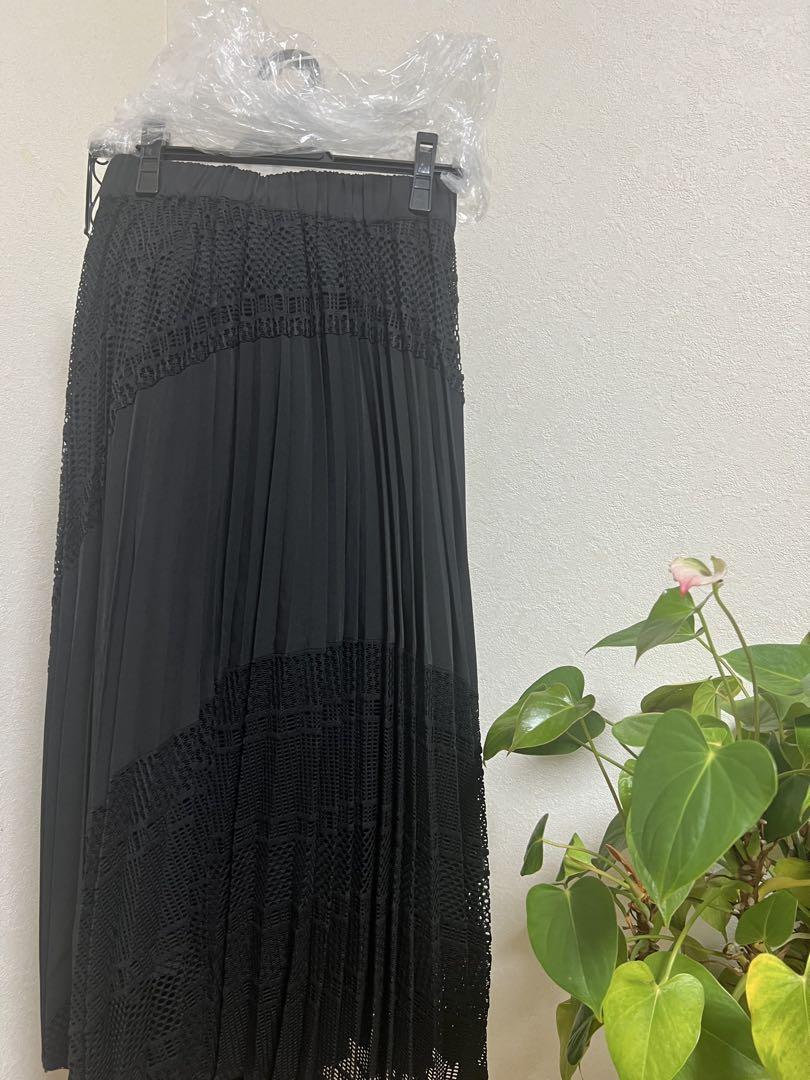 Andmary Coco check pleated skirt Black Pleated