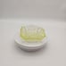 Vintage EAPG Vaseline Glass Daisy And Cross Pattern Trinket Dish Glows