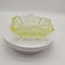 Vintage EAPG Vaseline Glass Daisy And Cross Pattern Trinket Dish Glows