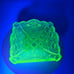 Vintage EAPG Vaseline Glass Daisy And Cross Pattern Trinket Dish Glows