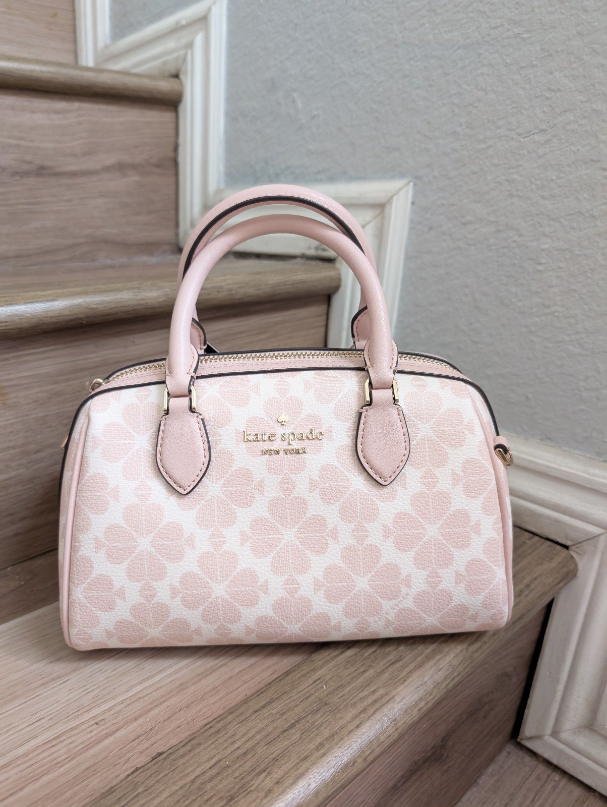 NWT Kate Spade KG483 Spade Flower Small Dolly Duffle In Rose Smoke Multi