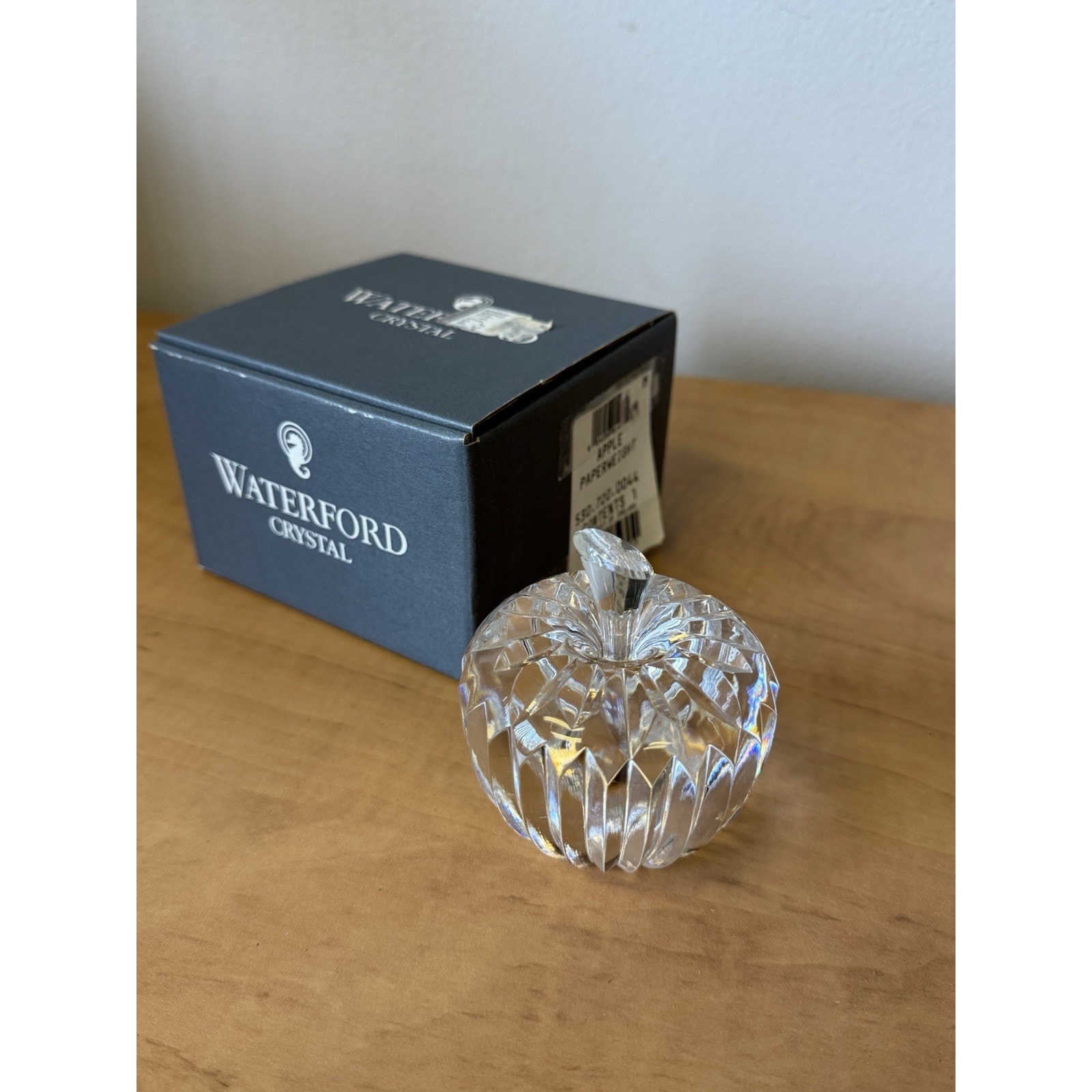Vintage Apple Paperweight Signed Waterford Cut Glass Lead Crystal Ireland