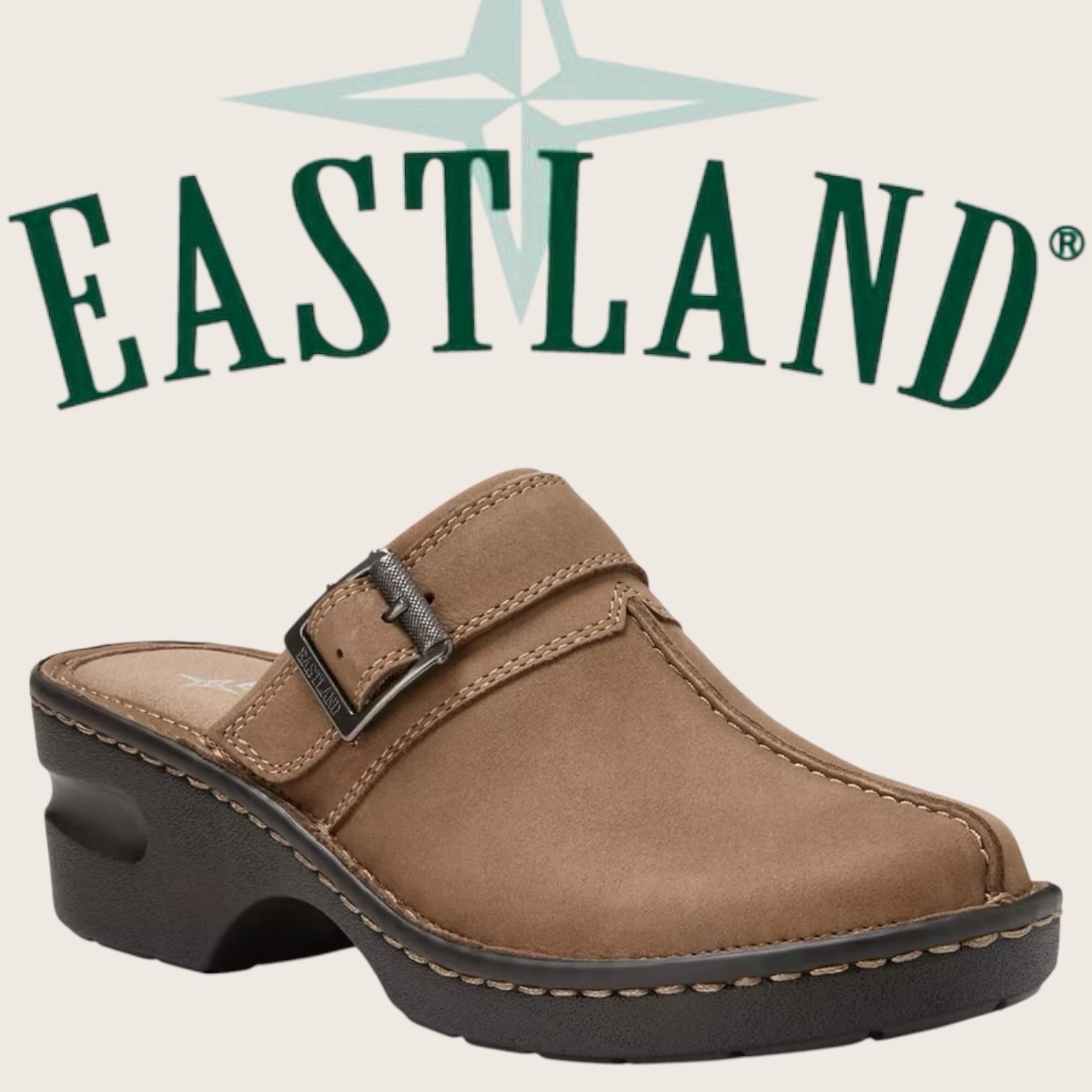 EASTLAND Hand-Stiched Genuine Suede Strap & Buckle Mae Clogs NWT/BOX Size 11M