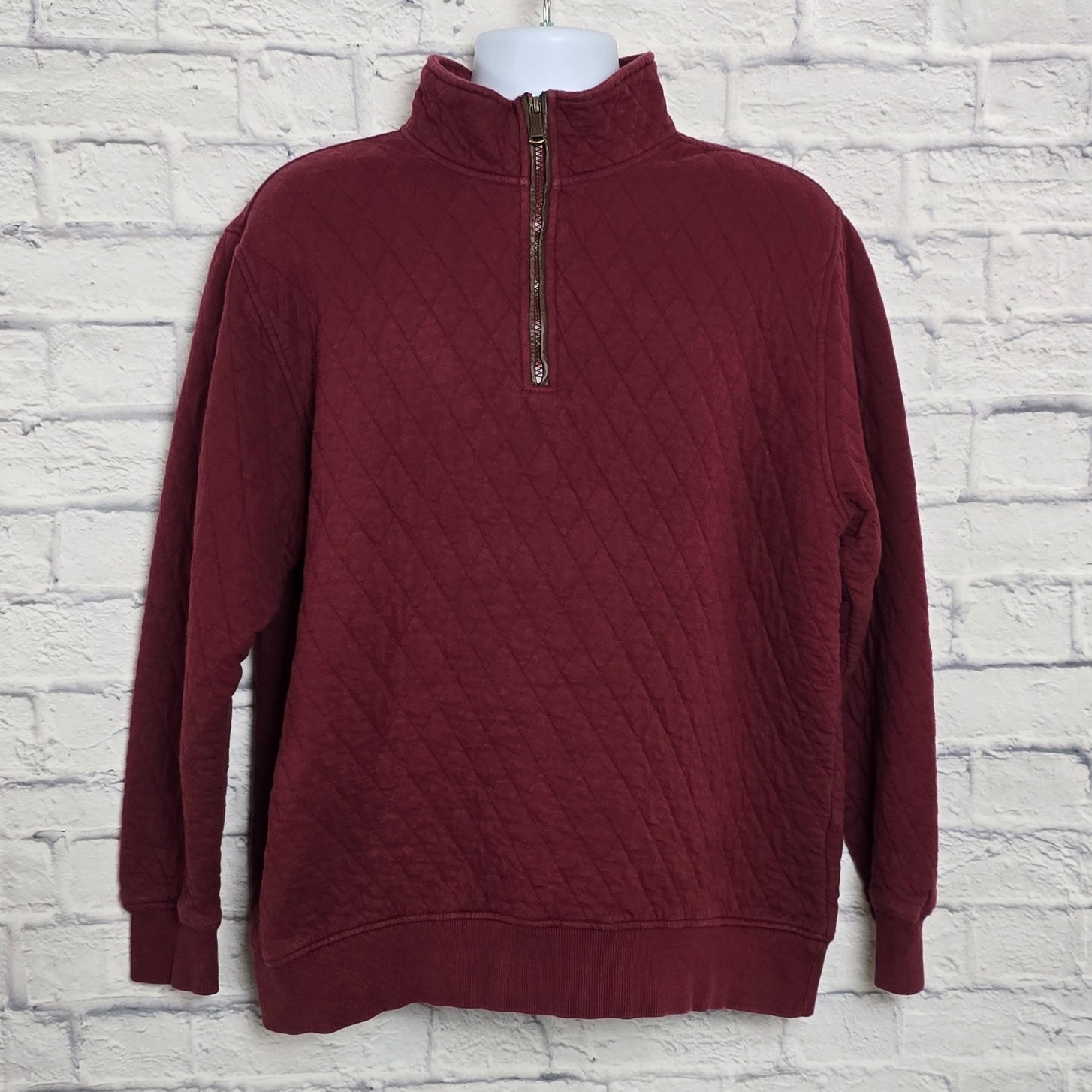 Orvis Sweatshirt Mens Size Large Quilted Half Zip Pullover Maroon Color