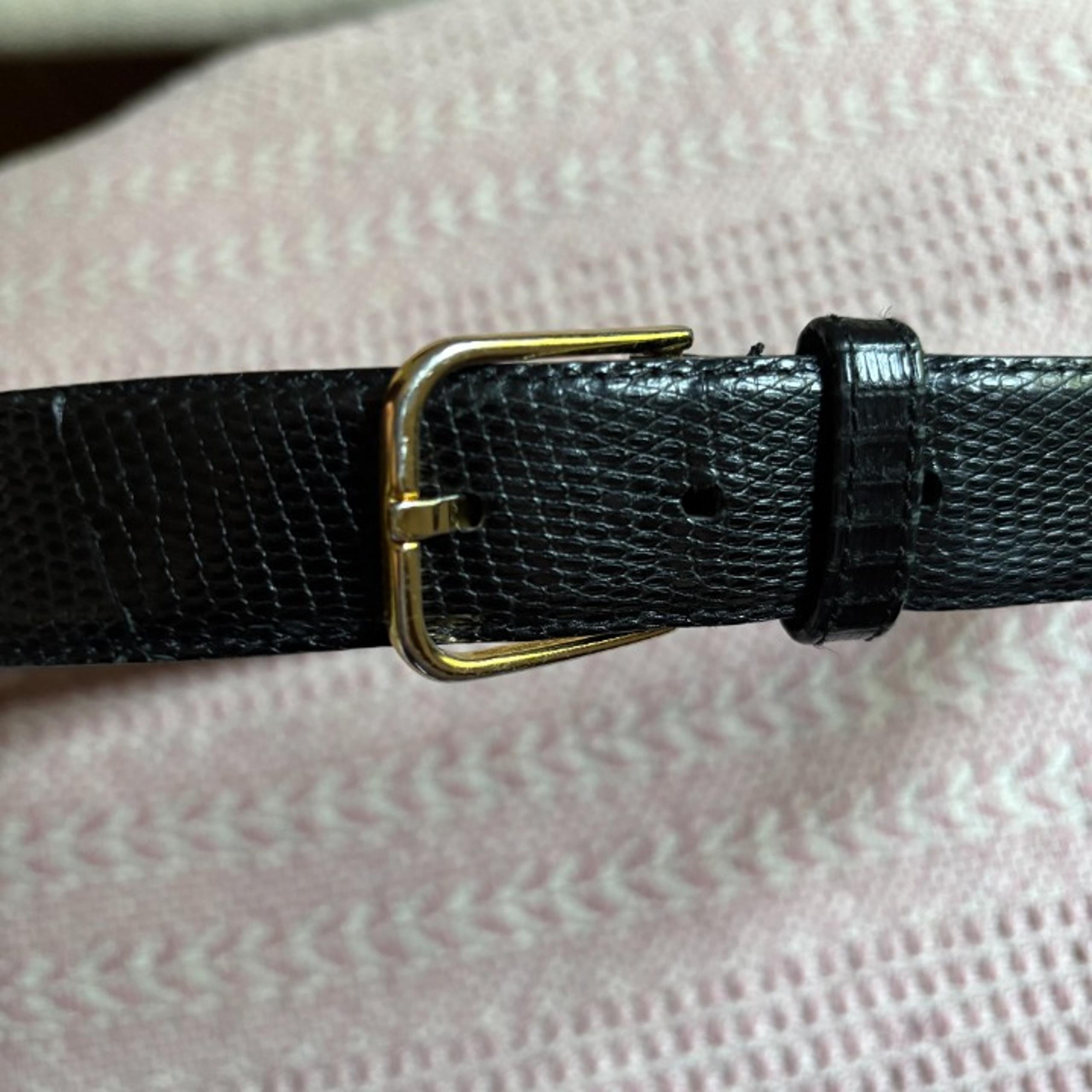 Vtg Canterbury black lizard skin leather belt size 38 1.25 inches wide unisex