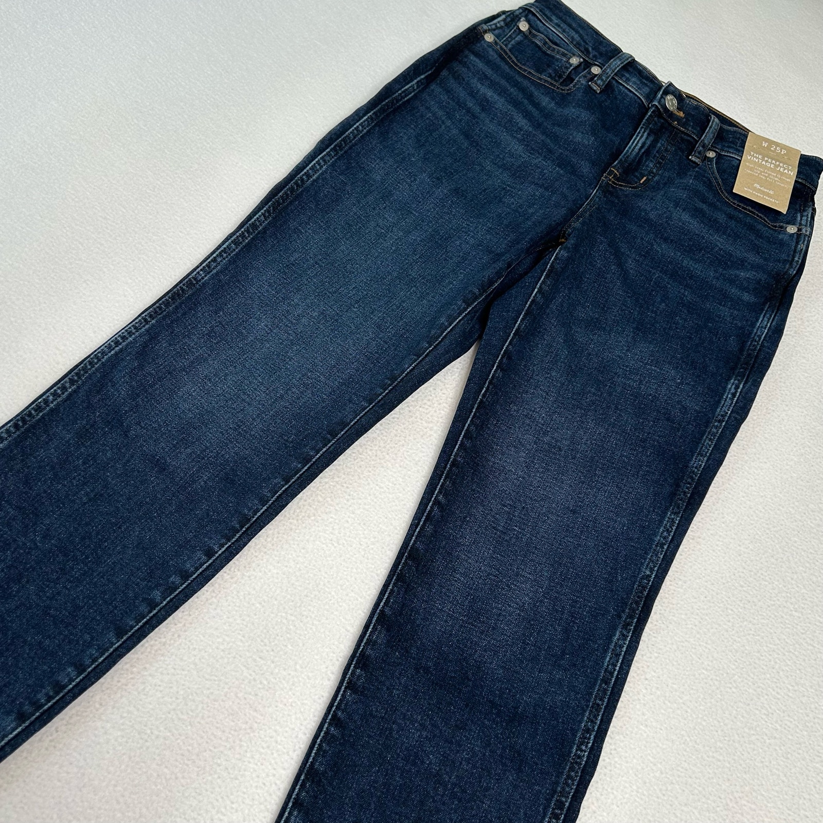 Madewell Women's Size 25P NWT Perfect Vintage Jean High Rise Tapered Leg Blue