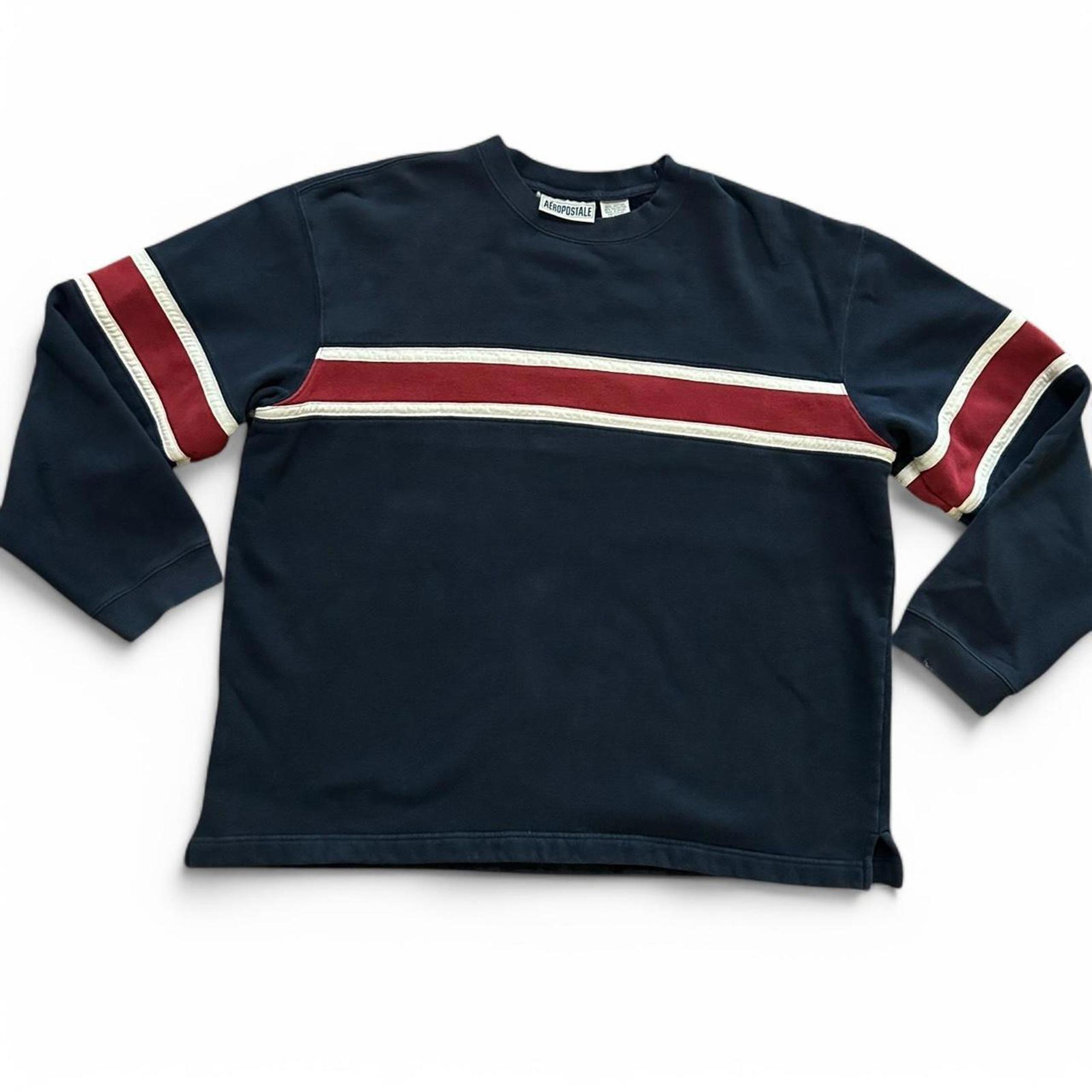Y2K Aeropostale Men's Navy and Blue Shirt