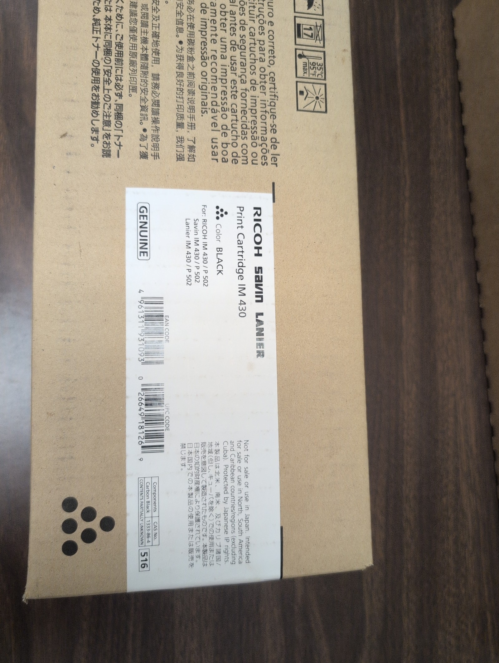 Ricoh Black toner IM 430  for Ricoh Savin Lanier IM 430 / P 502