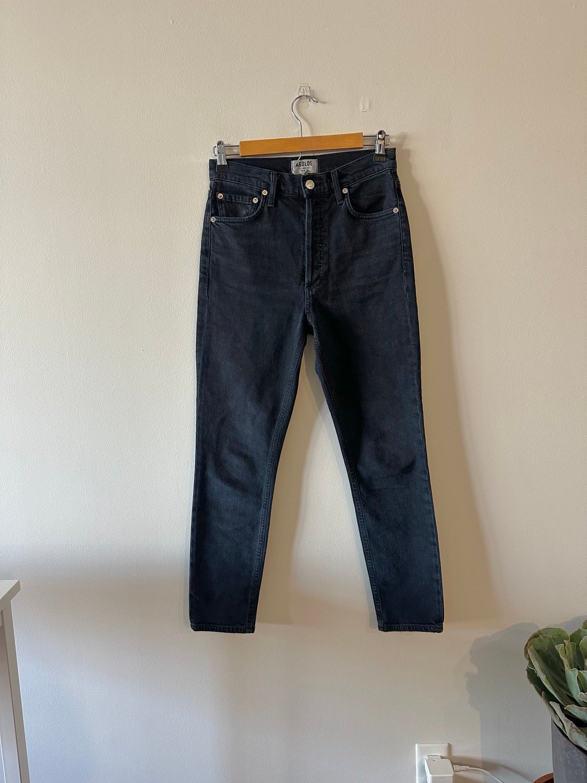 AGOLDE Nico High Rise Slim Jeans Relic Dark Blue Black 26