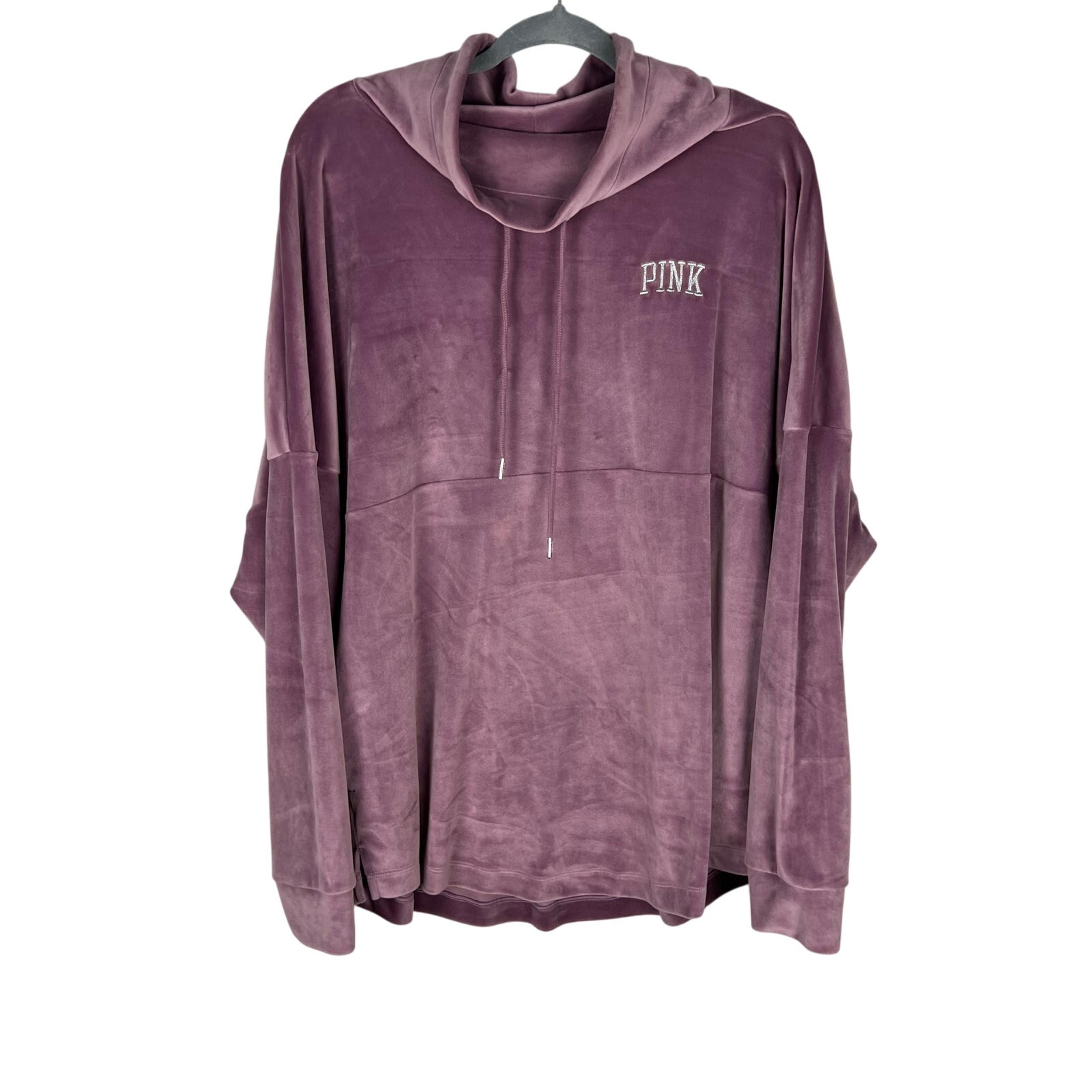 Victoria's Secret Pullover Velour Cowl Neck Sweatshirt Women's Large - PINK