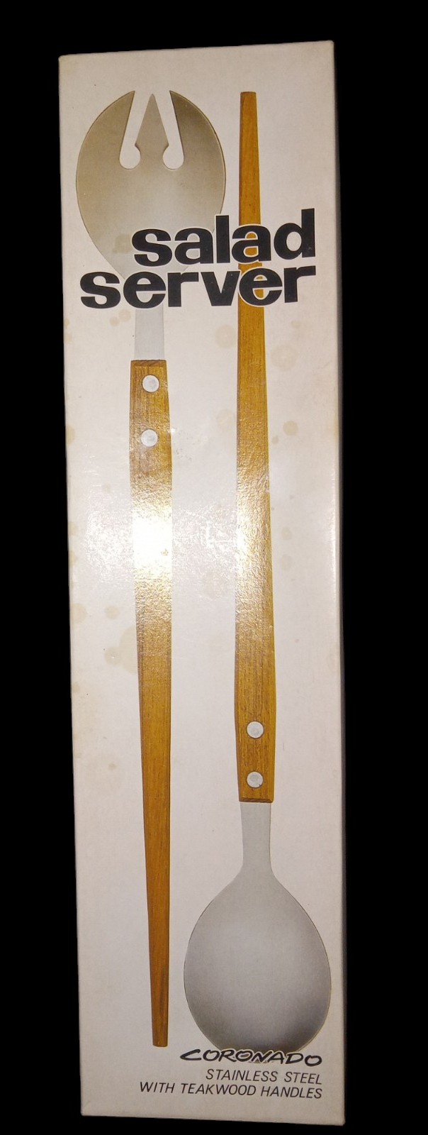 Vintage Mid Century Çoronado Teak Wood Salad Server Spoon and Fork in Box