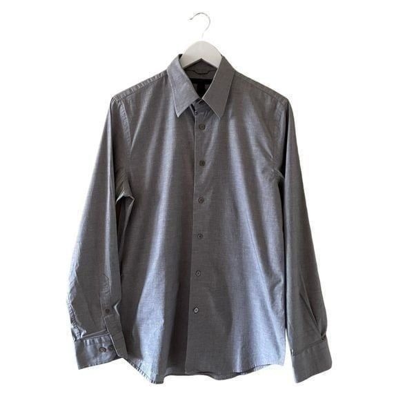 Express Designs Studio Button Down Cotton Gray Modern Fit Stretch Shirt SZ 15 1/