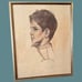 Vintage 1969 21 1/2 x 17 1/4 Oil Pastel Drawing of a Boy by Charlie Pico