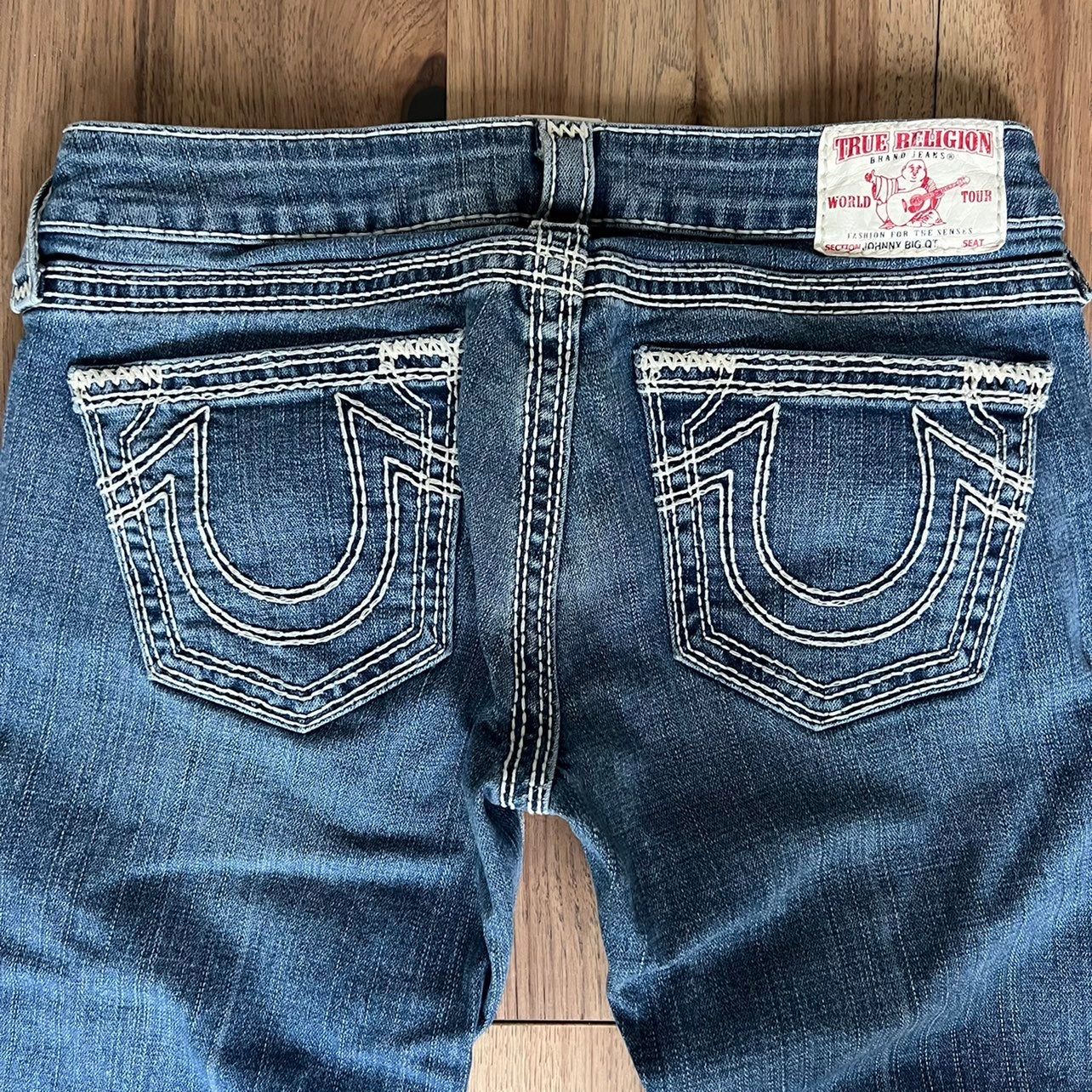 Y2K True Religion Johnny Big QT Size 27 Low Rise Contrast Stitch