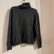 sutton studio 100% cashmere grey turtleneck sweater with elbow pads size L
