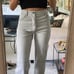 free people gray straight leg leather pants 0