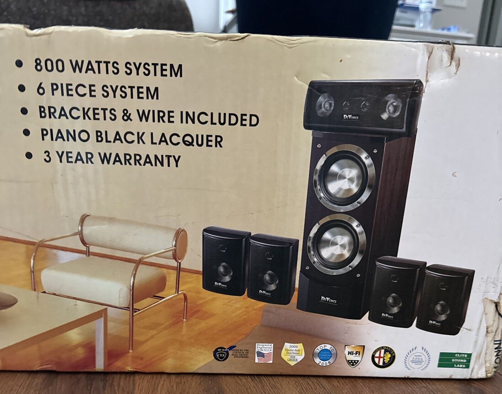 UNOPENED DIVINCI 6 Piece H.T.System DA 6.1 Pro Series Home Theater Speakers 800W