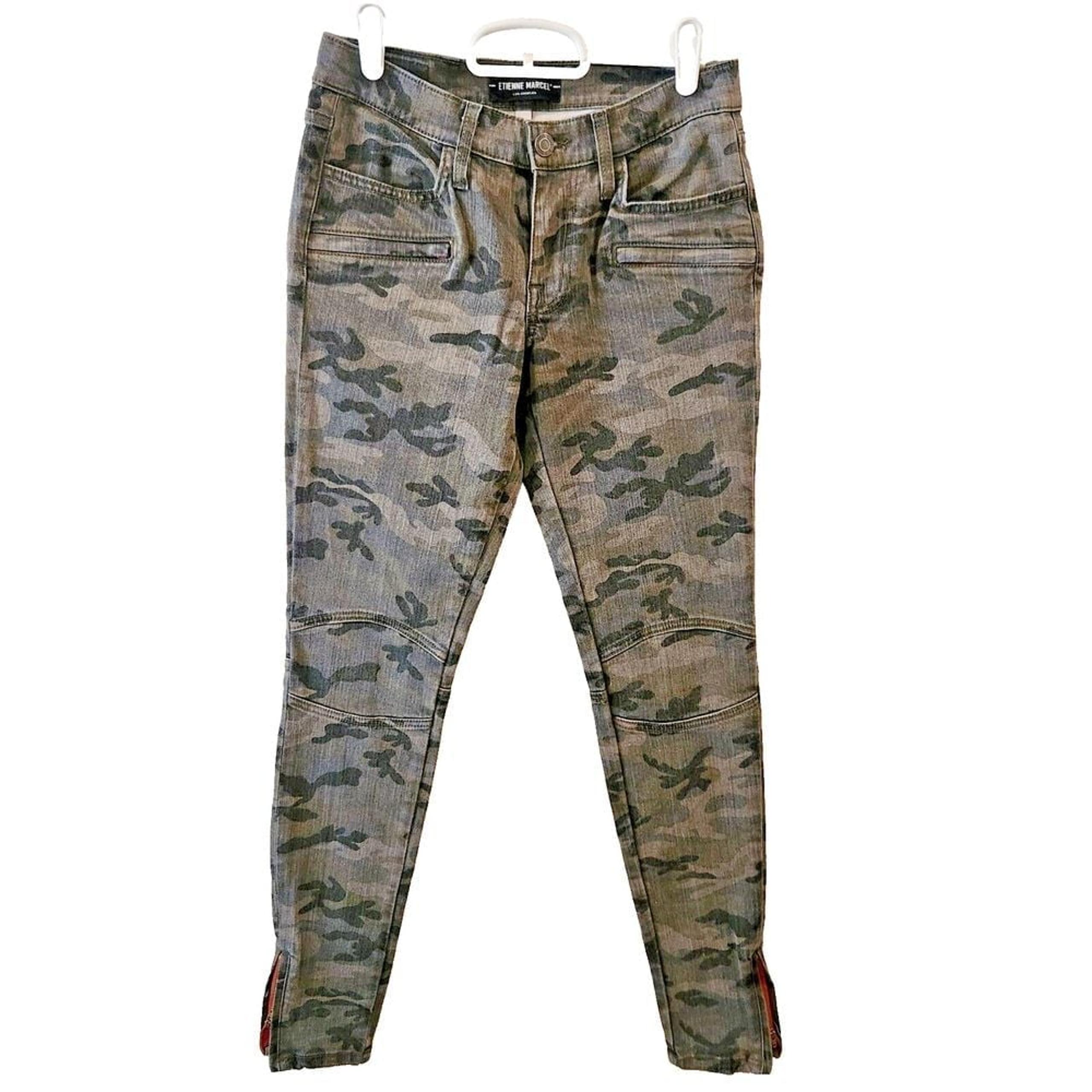 Etienne Marcel Skinny Jeans Womens Size 27 Grey Camo Denim Ankle Zipper Detail