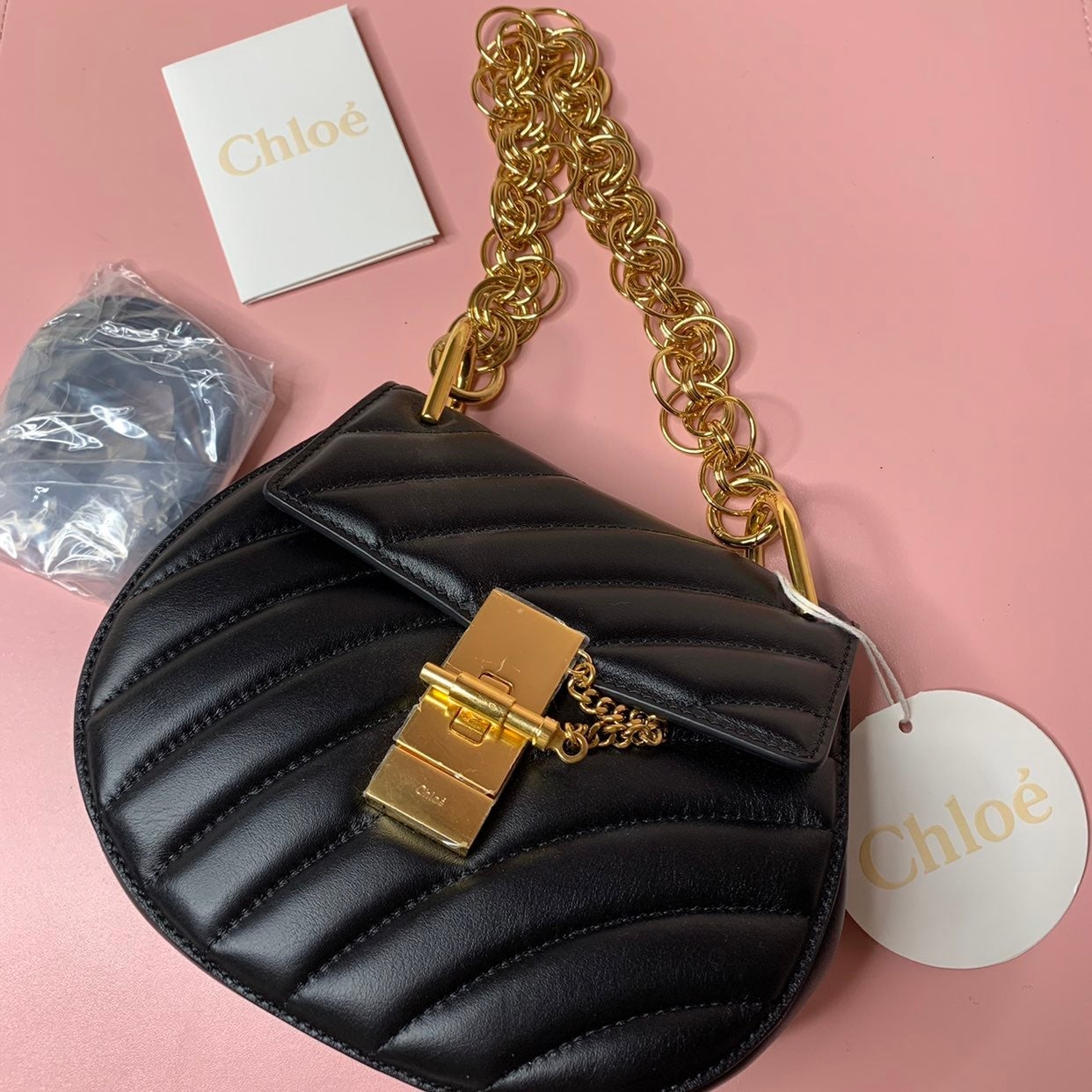 New CHLOE Leather Mini Drew Crossbody ba