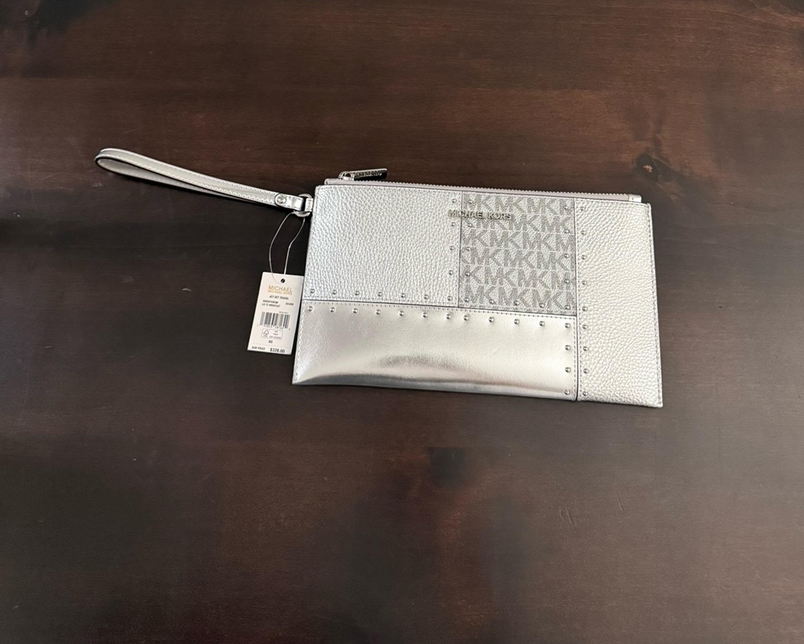 Michael Kors Jet Set Large Studded Metallic Wristlet