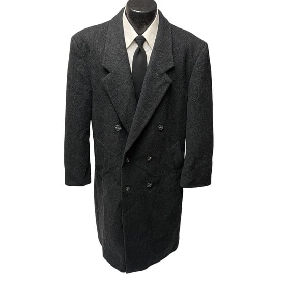 Stafford Double Breasted Wool Topcoat 3 button, Regular fit - SMALL-Charcoal