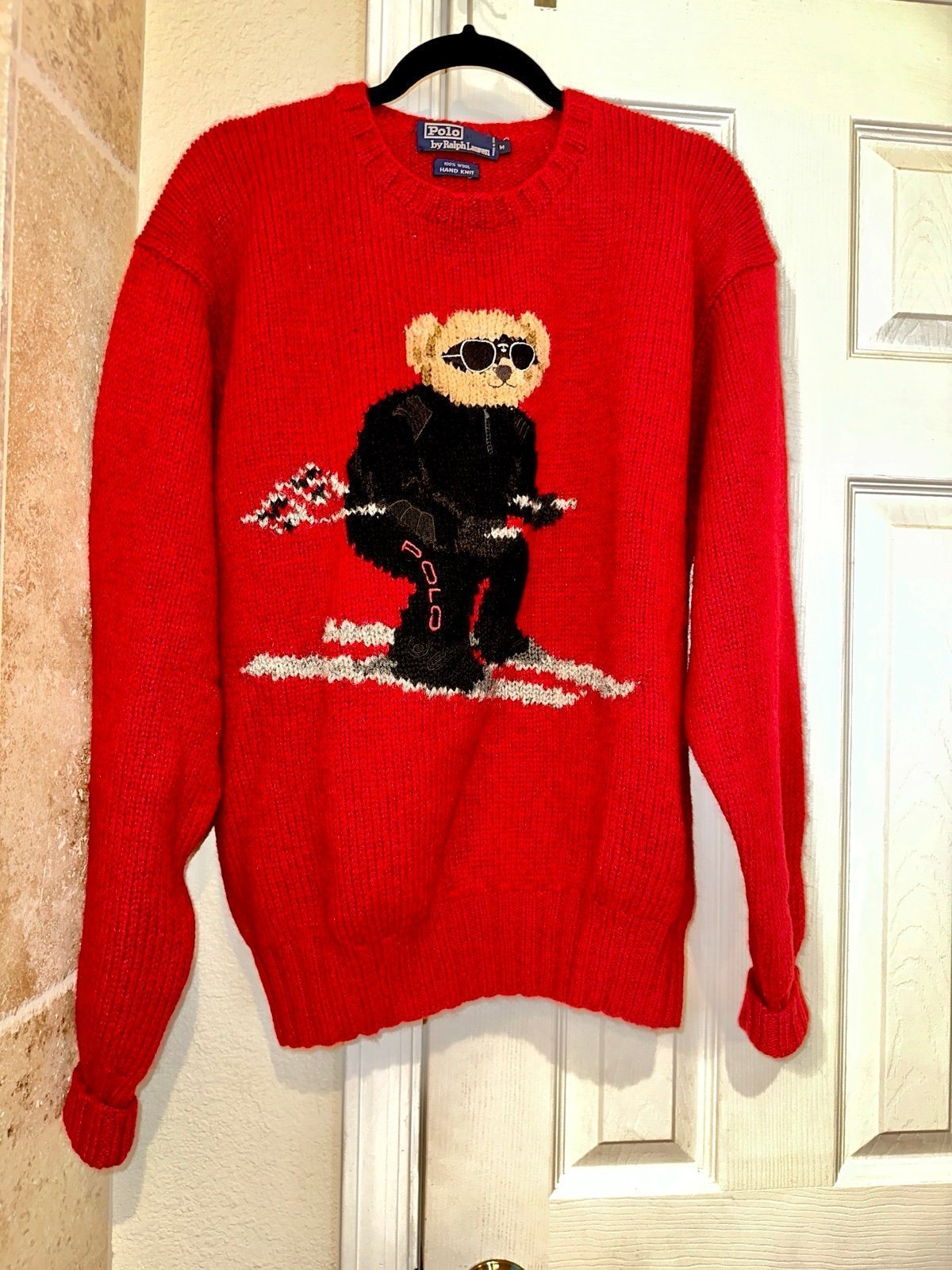 Vintage 1993 Polo Ralph Lauren Hand-Knit Wool Bear Sweater