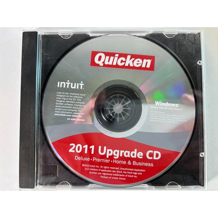 Quicken 2011 Upgrade CD Deluxe Premier Home & Business For Windows XP SP2/Vista/